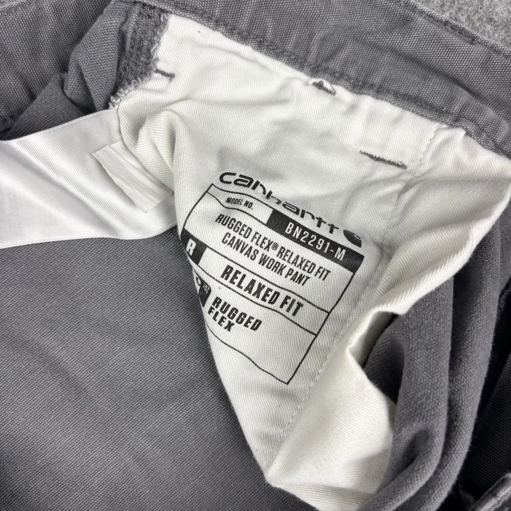 Carhartt Pants Mens 36x34 (Fits 36x32) Gray Rugged Flex Canvas Relaxed Fit Work